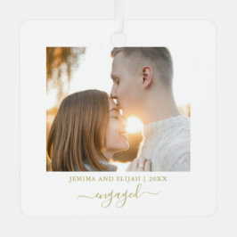 Minimale Skripte Moderner Couple Foto Urlaub Ornament Aus Metall