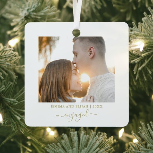 Minimale Skripte Moderner Couple Foto Urlaub Ornament Aus Metall (InSitu)