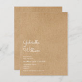 Minimale Skripte Rustic Kraft Save the Date Ankündigungspostkarte (Vorne/Hinten)