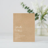 Minimale Skripte Rustic Kraft Save the Date Postkarte (Stehend Vorderseite)
