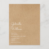 Minimale Skripte Rustic Kraft Save the Date Postkarte (Vorderseite)