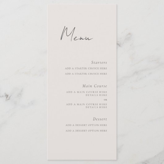 Minimale Skriptkarte Menükarte (Vorderseite)