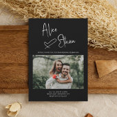 Minimale Skriptsignatur Herzstück Foto Schwarz Einladung