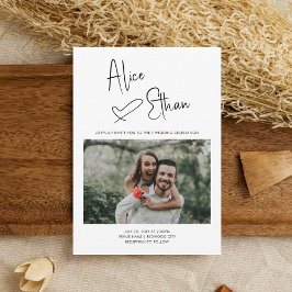 Minimale Skriptsignatur Herzstück Foto Weiß Einladung