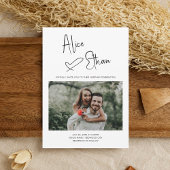 Minimale Skriptsignatur Herzstück Foto Weiß Einladung