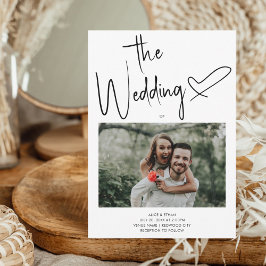 Minimale Skriptsignatur Herzstück Foto White Weddi Einladung