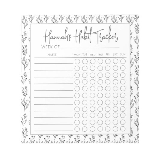 Minimale Skriptstruktur Habit Tracker Notepad Notizblock (Vorderseite)