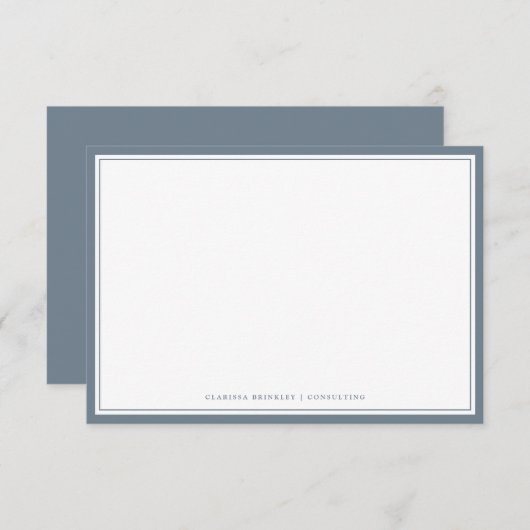 Minimale Slate Blue Flat Note Card Mitteilungskarte (Vorne/Hinten)