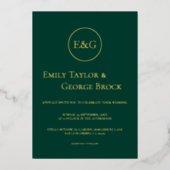 Minimale Smaragdgrüne Typografie Hochzeit Gold Folieneinladung (Vorderseite)