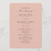 Minimale Solid Blush Pink Hochzeitfeier Programm (Vorderseite)