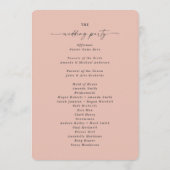 Minimale Solid Blush Pink Hochzeitfeier Programm (Rückseite)