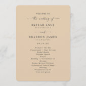 Minimale Solid Dusty Yellow Wedding Zeremonie Programm (Vorderseite)