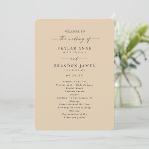 Minimale Solid Dusty Yellow Wedding Zeremonie Programm