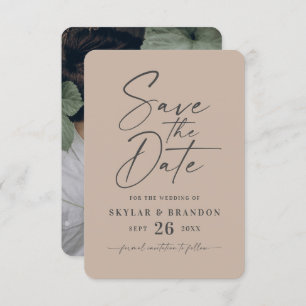 Minimale Solid Taupe Beige Farbhochzeit Save The Date