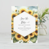 Minimale Sonnenblumenhochzeit Save The Date (Stehend Vorderseite)