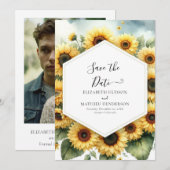 Minimale Sonnenblumenhochzeit Save The Date (Vorne/Hinten)