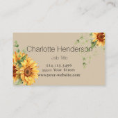Minimale Sonnenblumenkarte Visitenkarte (Rückseite)