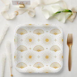 Minimale Sonnenstrahlen – Modernes goldenes Strahl Pappteller