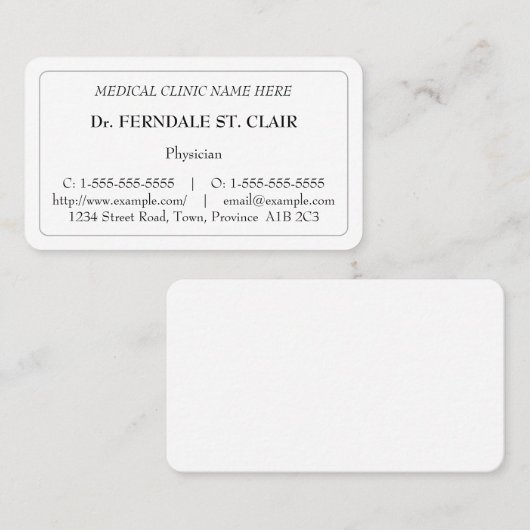 Minimale, spezialisierte Krankenversicherungskarte Visitenkarte (Vorne/Hinten)