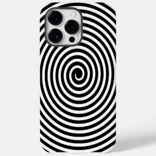 Minimale spiralschwarze und weiße optische Illusio iPhone 14 Pro Max Hülle