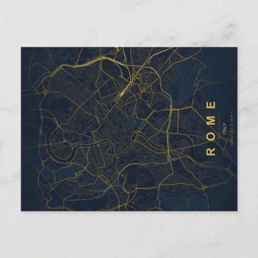 Minimale Stadtkarte von Rom als Postkarte (Vorderseite)