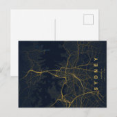 Minimale Stadtkarte von Sydney als Postkarte (Vorne/Hinten)