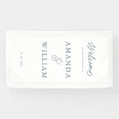 Minimale staubblaue Hochzeit-Empfangstafel Banner (Horizontal)
