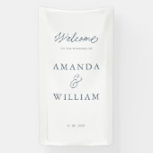 Minimale staubblaue Hochzeit-Empfangstafel Banner (Vertikal)