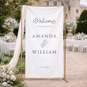 Minimale staubblaue Hochzeit-Empfangstafel Banner
