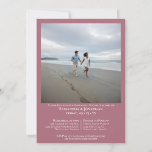Minimale staubige Rosen-Foto-Hochzeitsprobe-Abende Einladung