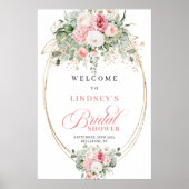Minimale staubrosa Blumen Hochzeitsdusche Willkomm Poster (Vorne)