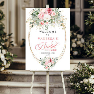 Minimale staubrosa Blumen Hochzeitsdusche Willkomm Poster