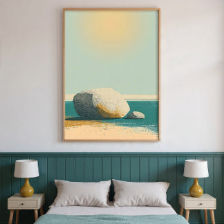 Minimale Steinstrand-Wandkunst für Wohnzimmer-Deko Poster