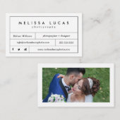Minimale stilvolle weiße Fotografie-Visitenkarten Visitenkarte (Vorne/Hinten)