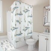 Minimale Surfbrett Wasserfarben Küstenvibes Duschvorhang