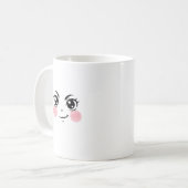 Minimale süße Anime-Gesichtstasse Kaffeetasse (Vorderseite Links)