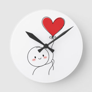 Minimale süße Liebesdoodle Runde Wanduhr