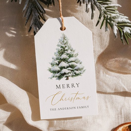 Minimale Tannenbaum-Weihnachtskarte Geschenkanhänger