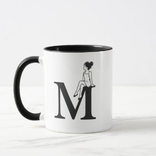 Minimale Tasse M mit eleganter Mädchenabbildung