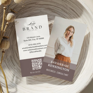 Minimale Taupe Moderne Professionelle Berater-Foto Visitenkarte