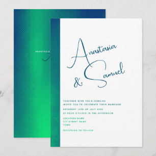 Minimale teal-grüne moderne Hochzeitseinladung Einladung