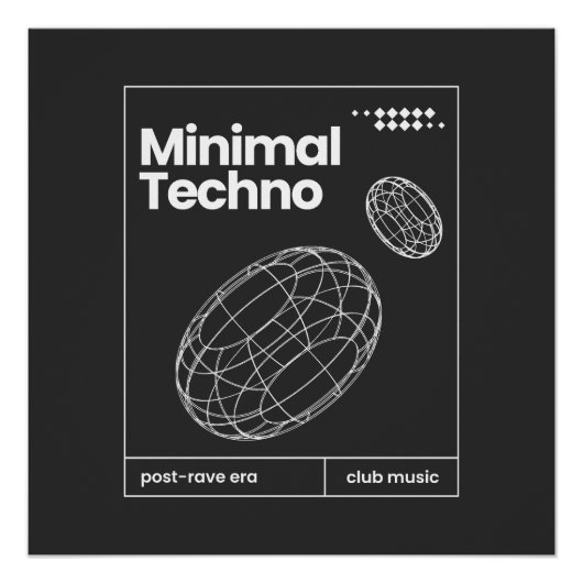 Minimale Techno-Musik Sphären Design Poster (Vorderseite)