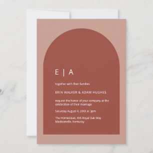 Minimale Terracotta und Blush Modern Arch Wedding Einladung