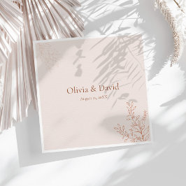 Minimale Terrakotta-Botanik-Hochzeitsserviette Serviette