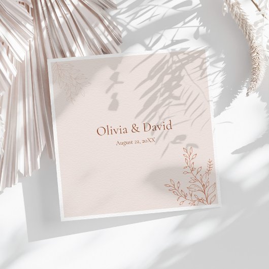 Minimale Terrakotta-Botanik-Hochzeitsserviette Serviette