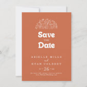 Minimale Terrakotta-Wildblumen-Hochzeit Save The Date (Vorderseite)