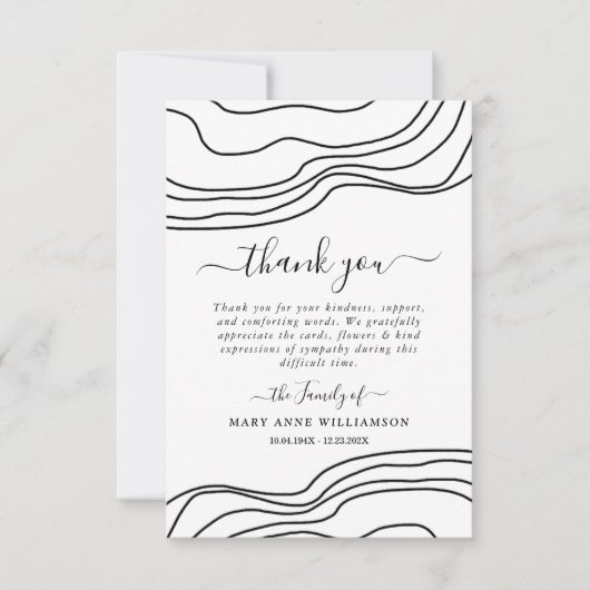 Minimale Text Script Beerdigung Danke Karte (Vorderseite)