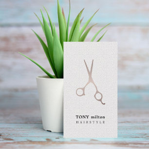 Minimale Textur Weiße Faux Metall Schere Haar Visitenkarte