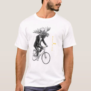 Minimale Tierillustration eines Elchreiters. T-Shirt
