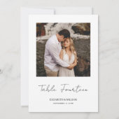 Minimale Tischnummer-Karte für Skript-Foto Einladung (Rückseite)